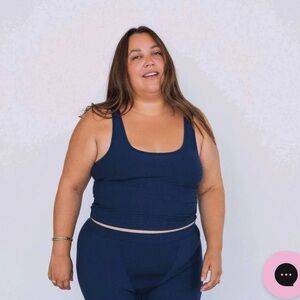 Huha Sporty Crop Tank Mineral Navy Blue Green Women's Tank Top 2XL